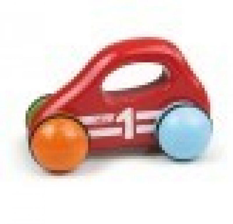 Voiture en bois 1er âge - Naturelle / Rouge / Police