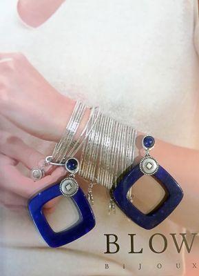 Boucles d'Oreilles Lapis Blow Bijoux