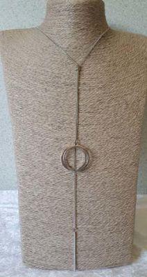 Sautoir acier pendentif anneaux - S022