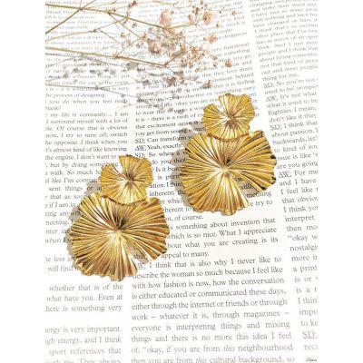 Boucle d'oreille doré, grande feuille.