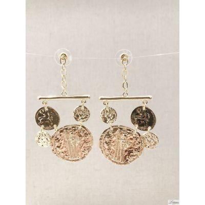 BOUCLE D'OREILLE PIECE MARTELEE DORE
