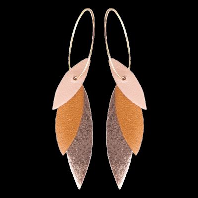 BOUCLES CREOLES JOSEPHA DEMISEL ROSE PÂLE/CAMEL/ROSE GOLD