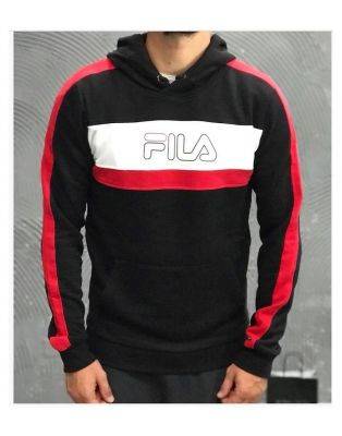 FILA - SWEAT CAPUCHE AVEC BANDE CORONAL 682068 BLANC NOIR BLANC ROUGE