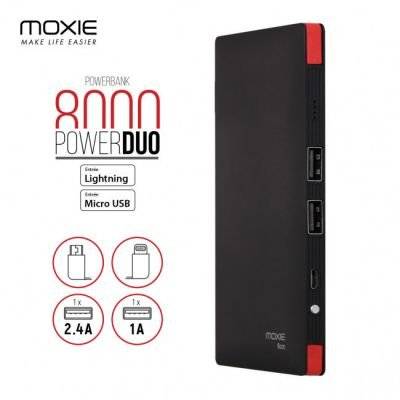 Batterie autonome Powerbank Black 8000 mAh 2 câbles incorporés micro USB - iPhone 5/6/7