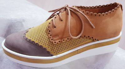 Derby Femme KARIKA jaune kaki sepia