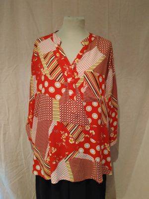 Blouse grande taille imprimée rouge