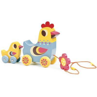 Jouet à traîner La poule et le poussin musical