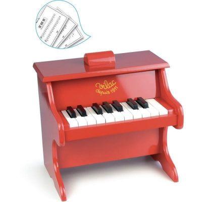 Piano en bois avec partitions Noir, Orange, Rouge